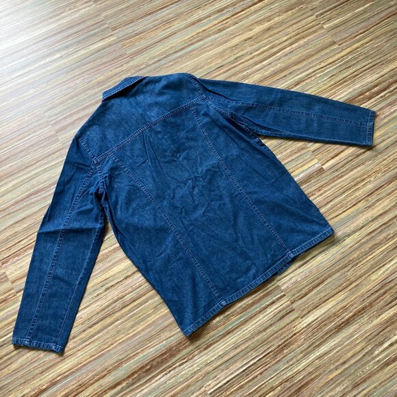 Denim Button Up Women's Shirt with Pleated Yoke Vintage 90s Cloud Nine Pockets - Picture 8 of 8